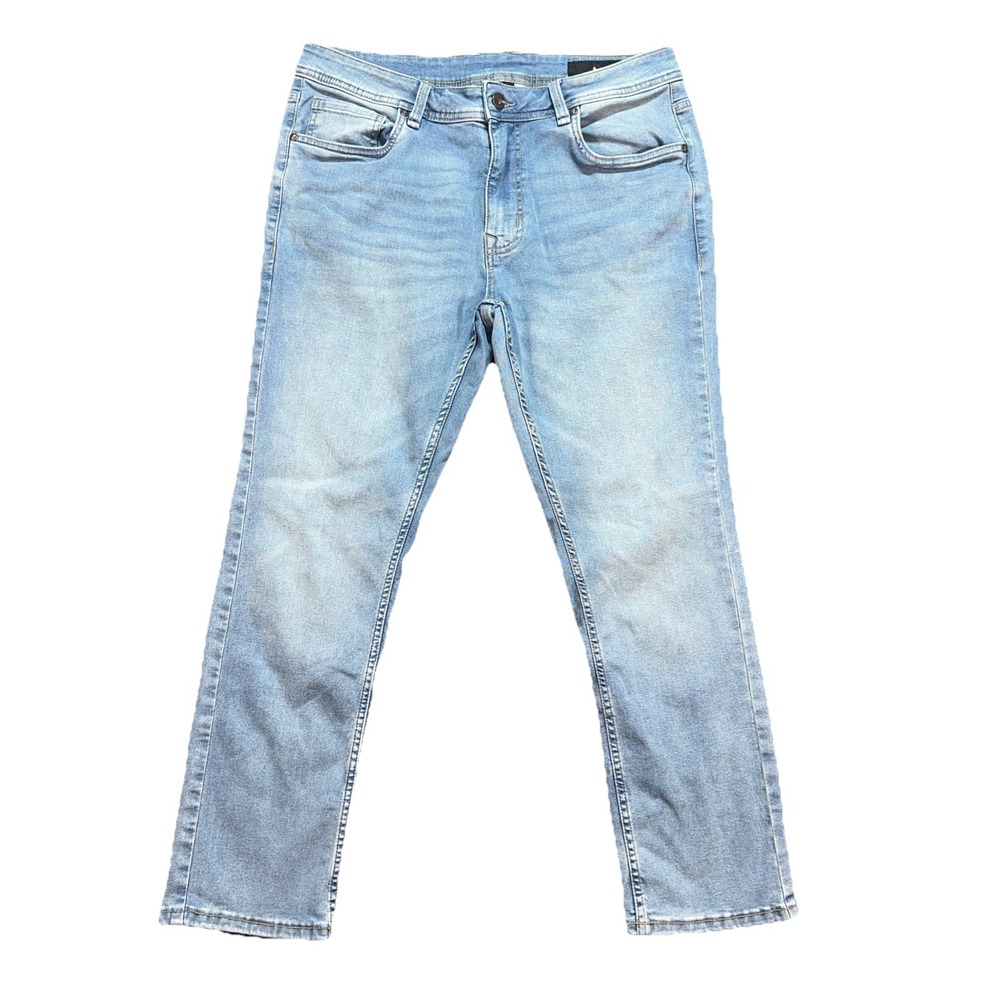 TPJ The Perfect Jean Men's (Fit 34x28) Blue Slim Fit Stretch Denim Preppy Office